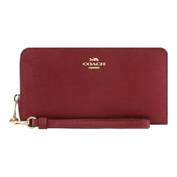 COACH Zip Around Leather Handheld Wallet Women's Cherry Red