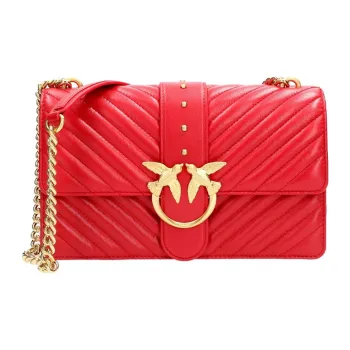 PINKO PINKO Love Icon Cowhide Leather Flying Bird Bag Swan Bag Shoulder Bag Crossbody Bag Medium Size Women's Red
