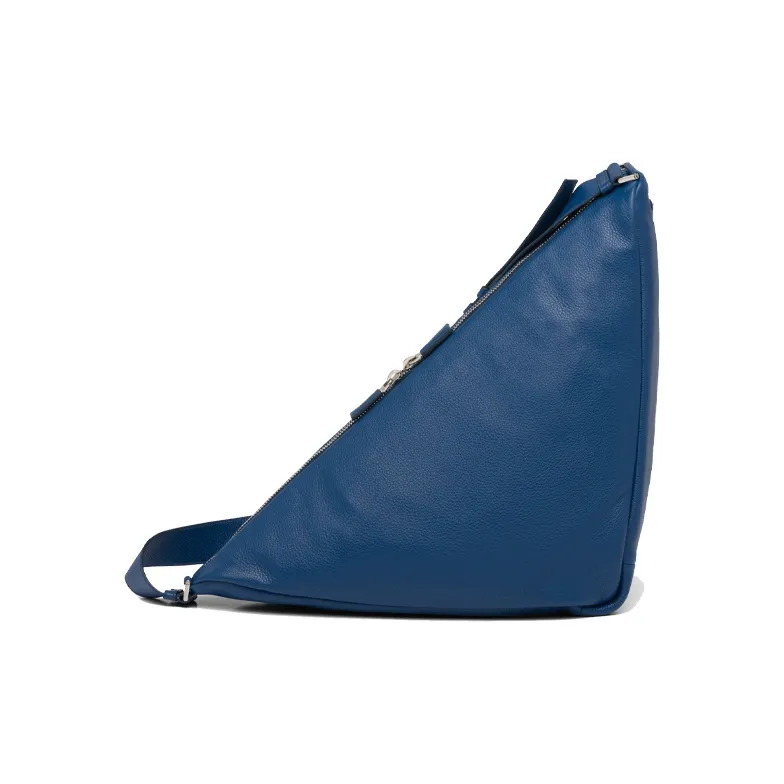 PRADA Triangle Leather Bonded Recycled Nylon Triangle Bag Shoulder Bag Crossbody Bag Men's Dark Purple Blue-2