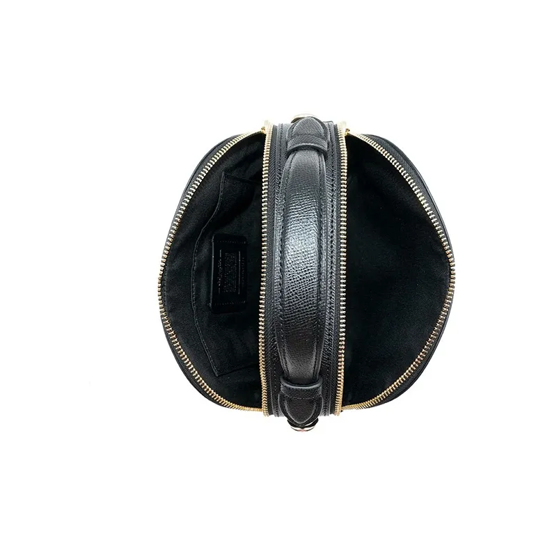COACH Leather Chinese Steamed Bun Bag, Dome Bag, Round Bag, Portable Crossbody Bag, Shoulder Bag Trumpets Women's Black-4