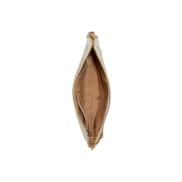 COACH Corner Zip Fabric Wrist Bag Trumpets Women's Beige-4