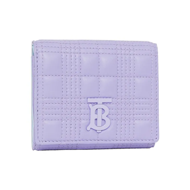 Burberry Quilting Lambskin Foldable Wallet Small Size Women's Soft Violet-1