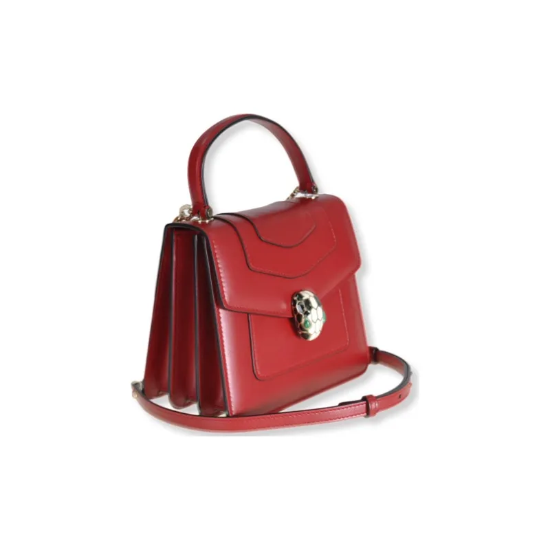 BVLGARI Serpenti Forever Calfskin One Shoulder Handbag Trumpets Women's Red-1
