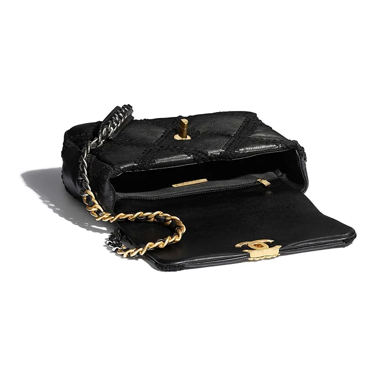 CHANEL 19Bag Calfskin Flap Bag, Shoulder Bag, Crossbody Bag Trumpets Women's Black-2
