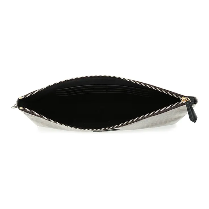 FENDI Cow Leather Clutch Large Size Unisex Brown-4