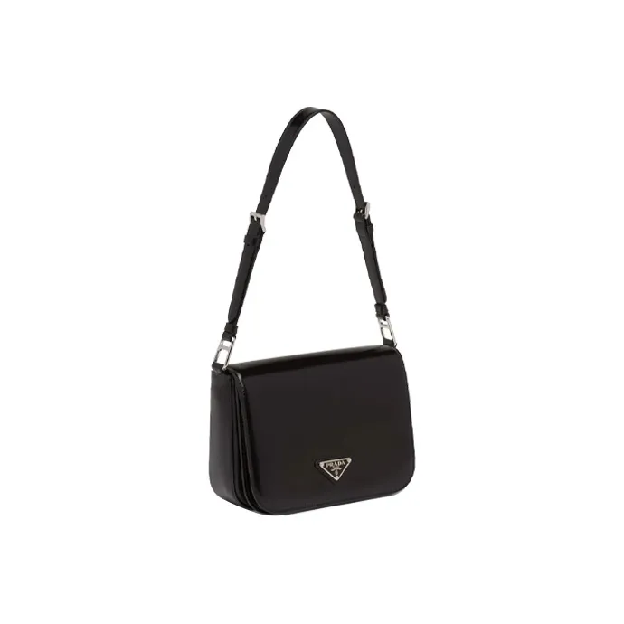PRADA Matte Leather Shoulder Bag Crossbody Bag Women's Black-1