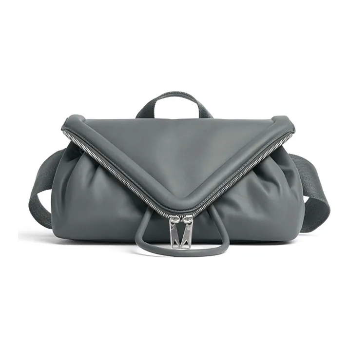 Bottega Veneta Beak Cow Leather Fanny Pack Men's Gray-0