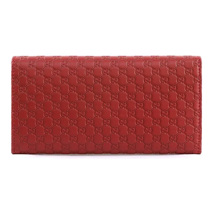 GUCCI Cow Leather Long Flap Wallet Women's Red-1