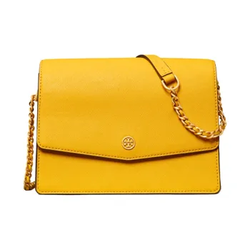 TORY BURCH Robinson Fabric With Leather Handbag, Shoulder Bag, Crossbody Bag Women's Yellow