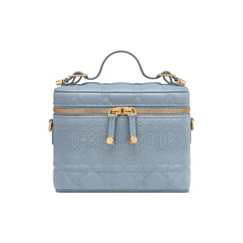 DIOR DiorTravel Cow Leather Shoulder Bag Crossbody Bag Handbag Makeup Bag Small Size Women's Blue