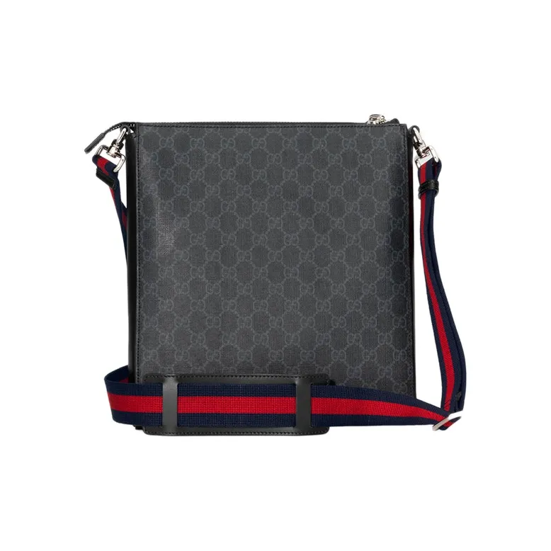 GUCCI Leather Canvas With Leather Messenger Bag, Crossbody Bag, Shoulder Bag Unisex-3