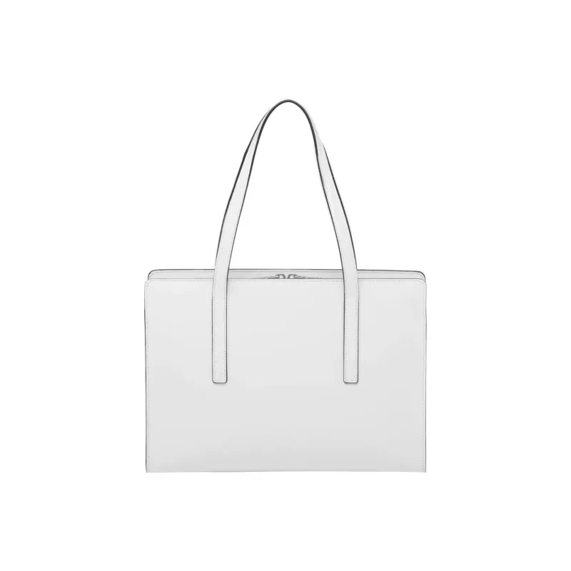 PRADA Re Edition Shiny Leather One Shoulder Handbag Tote Medium Size Women's White-2