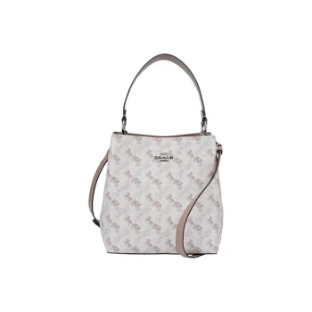 COACH Town Pebbled Leather Crossbody Bucket Bag, One Shoulder Bag Medium Size Women's Pink
