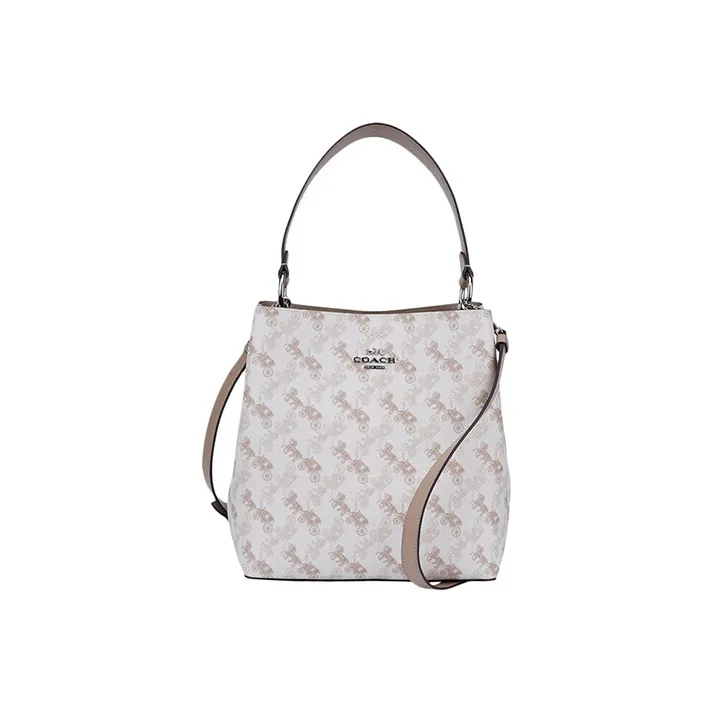 COACH Town Pebbled Leather Crossbody Bucket Bag, One Shoulder Bag Medium Size Women's Pink-0