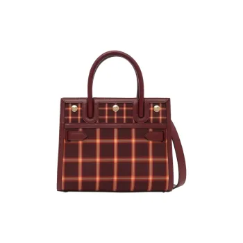 Burberry Cotton Shoulder Bag Crossbody Bag Handbag Mini Women's Burgundy Red