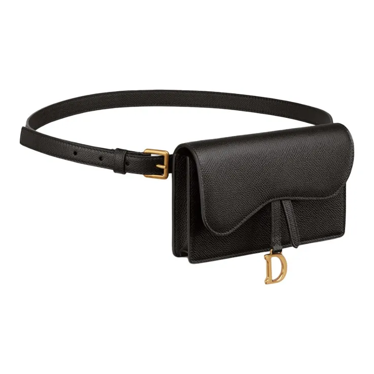 DIOR Saddle Cow Leather Saddle Bag Fanny Pack Regular Women's Black-1