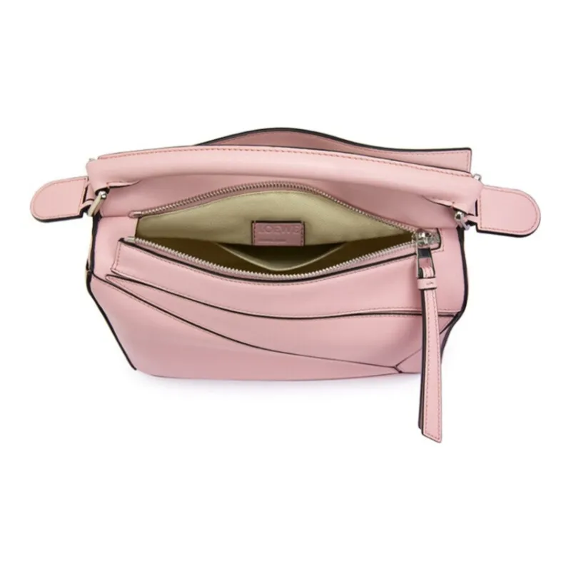 LOEWE Puzzle Cow Leather Shoulder Bag Crossbody Bag Handbags Small Size Women's Pink-5