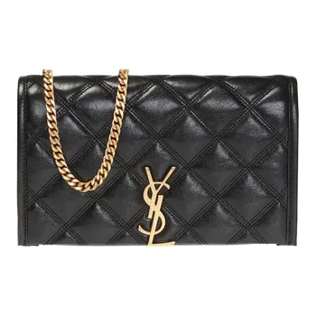 SAINT LAURENT Lambskin Wallet, Crossbody Bag, Shoulder Bag Women's Black