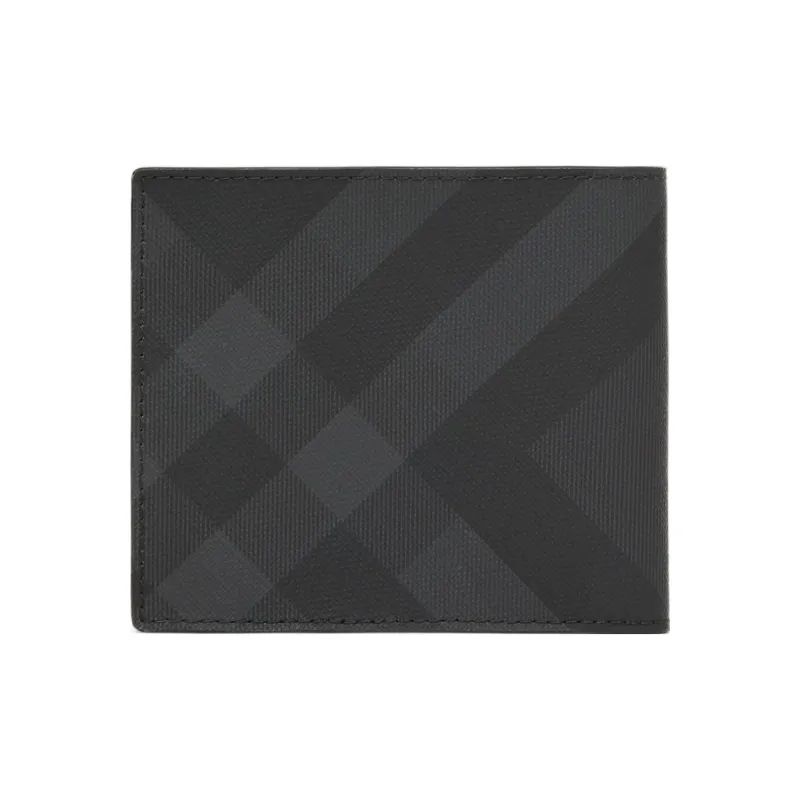 Burberry Smooth Leather Card Holder Wallet Card Clip Men's Black/Gray-3