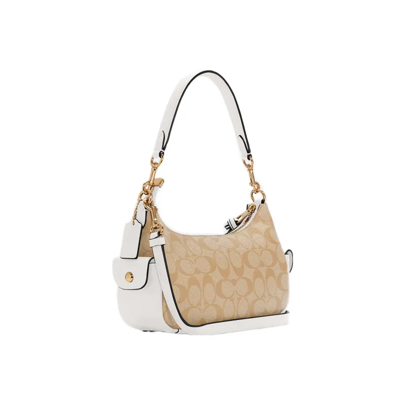 COACH Pennie Canvas Shoulder Bag Portable Crossbody Bag Shoulder Bag Medium Size Women's Khaki-1