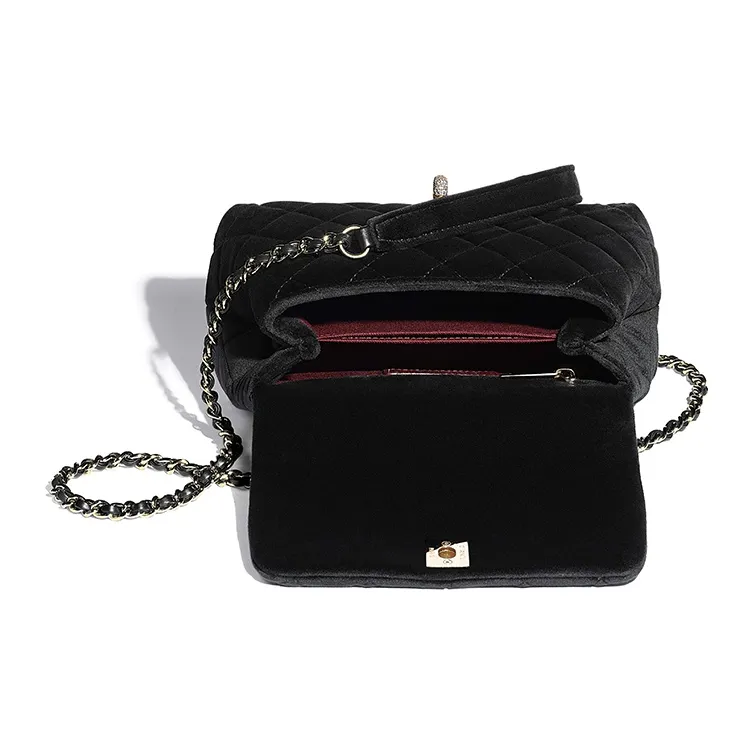 CHANEL Coco Handle Velour Shoulder Bag, Crossbody Bag Mini Women's Black-2