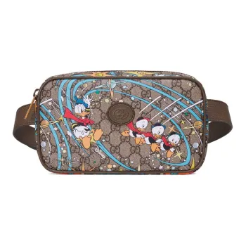 GUCCI Disney Canvas With Leather Sling Bag Fanny Pack Unisex Ebony
