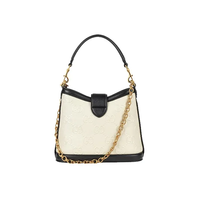 GUCCI GG Embossing Shoulder Bag Women's White-3