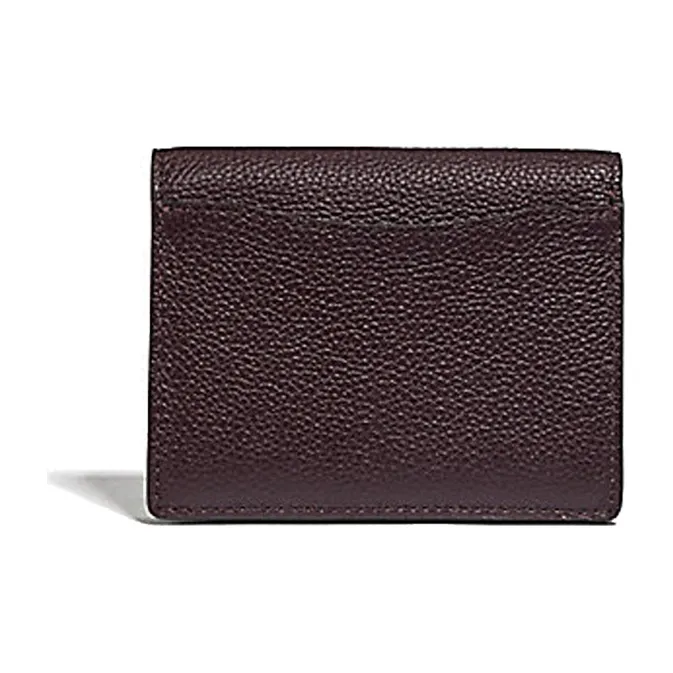 COACH Snap Wallet Cross-Stitch Leather Purse Card Bag Wallet Small Size Women's Ox Blood Red-1