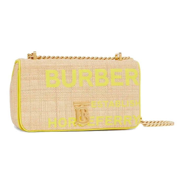 Burberry HorseferryLola Lola Bag Raffia Fiber Handbag, Shoulder Bag, Crossbody Bag Small Size Women's-2