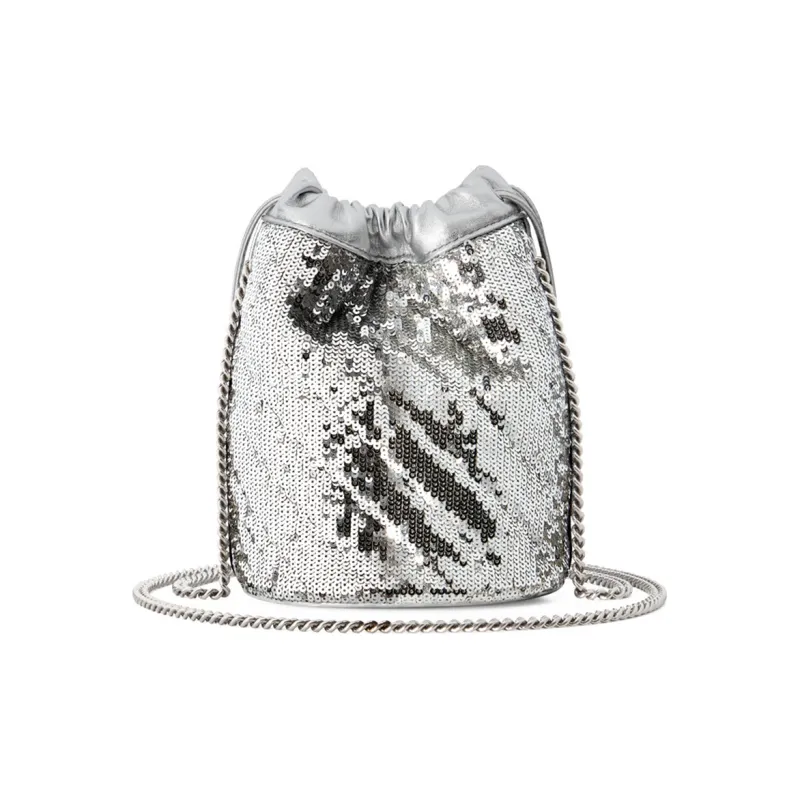 GUCCI Marmont Sequins Drawstring Bucket Bag, Shoulder Bag, Crossbody Bag Mini Women's Silver-3