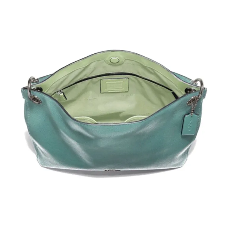 COACH Clarkson Cow Leather Shoulder Bag Crossbody Bag Handbag Large Size Women's Turquoise-2