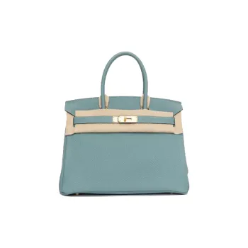 HERMES Birkin Togo Calfskin Tote Bag Shopping Bag Handbag Women's 7G Ciel Sky Blue