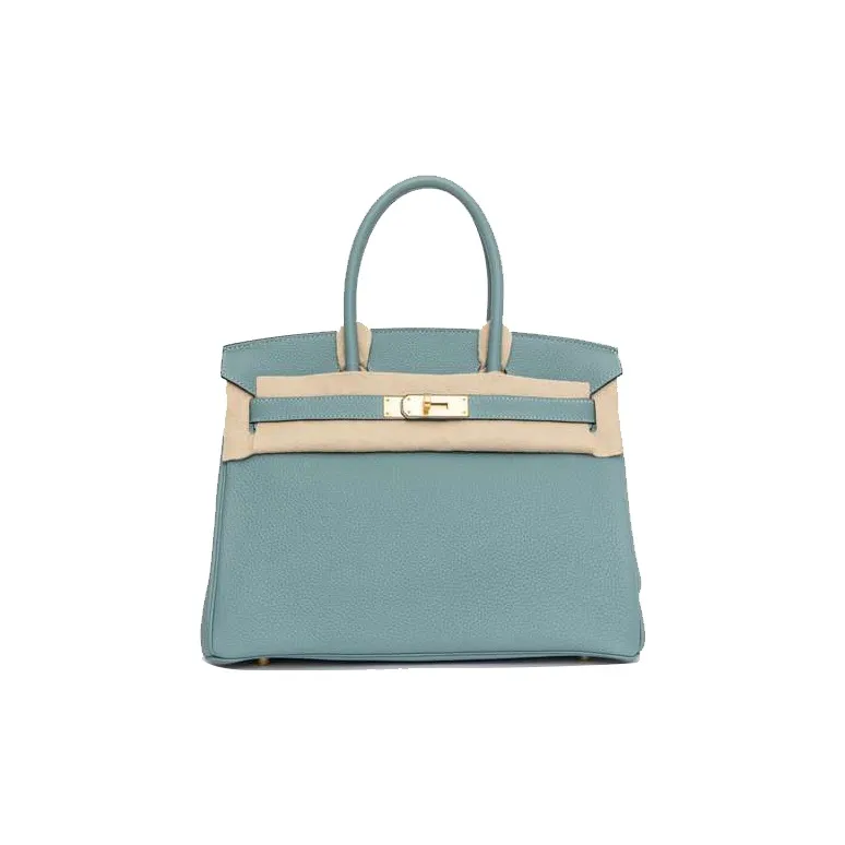 HERMES Birkin Togo Calfskin Tote Bag Shopping Bag Handbag Women's 7G Ciel Sky Blue-0