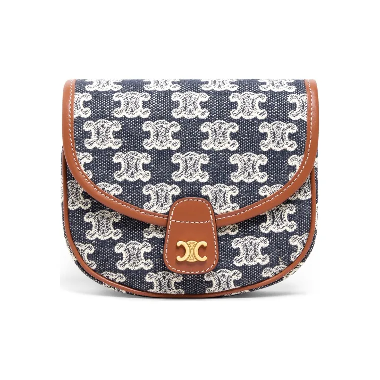 CELINE TriompheBesace Fabric Shoulder Bag Crossbody Bag Mini Women's Marine Blue-0