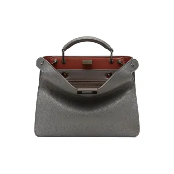 FENDI Peekaboo ISeeU Leather Tote Bag, Shopping Bag, Shoulder Bag, Crossbody Bag, Handbag Mini Men's Gray