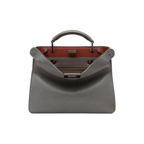 FENDI Peekaboo ISeeU Leather Tote Bag, Shopping Bag, Shoulder Bag, Crossbody Bag, Handbag Mini Men's Gray