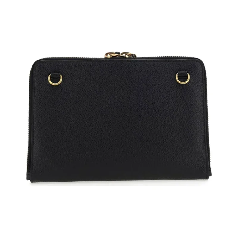 Balenciaga Cow Leather Makeup Bag, Clutch, Toiletry Bag Women's Black-3
