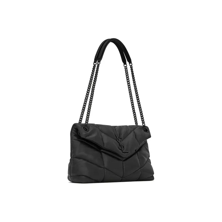 SAINT LAURENT LOULOU Sheepskin Chain Crossbody Bag Shoulder Bag Women's Black-2