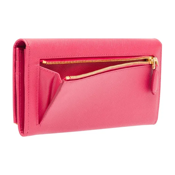 PRADA Saffiano Leather Wallet Women's Pink Peony-3