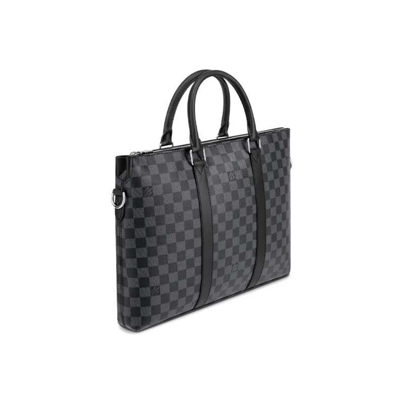 LOUIS VUITTON Canvas Briefcase Regular Unisex Black-1