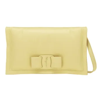 FERRAGAMO Viva Calfskin Pillow Bag Shoulder Bag Crossbody Bag Mini Women's Light Yellow