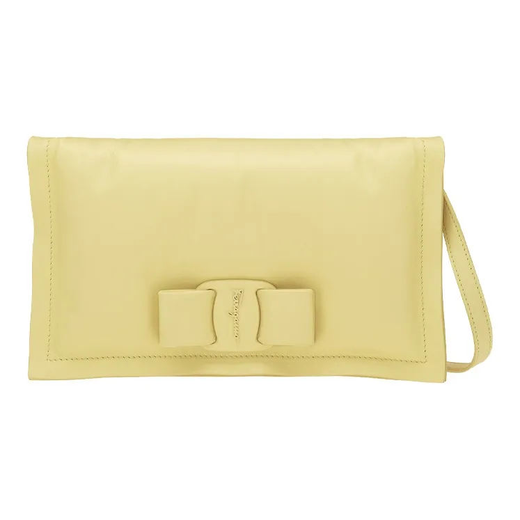 FERRAGAMO Viva Calfskin Pillow Bag Shoulder Bag Crossbody Bag Mini Women's Light Yellow-0