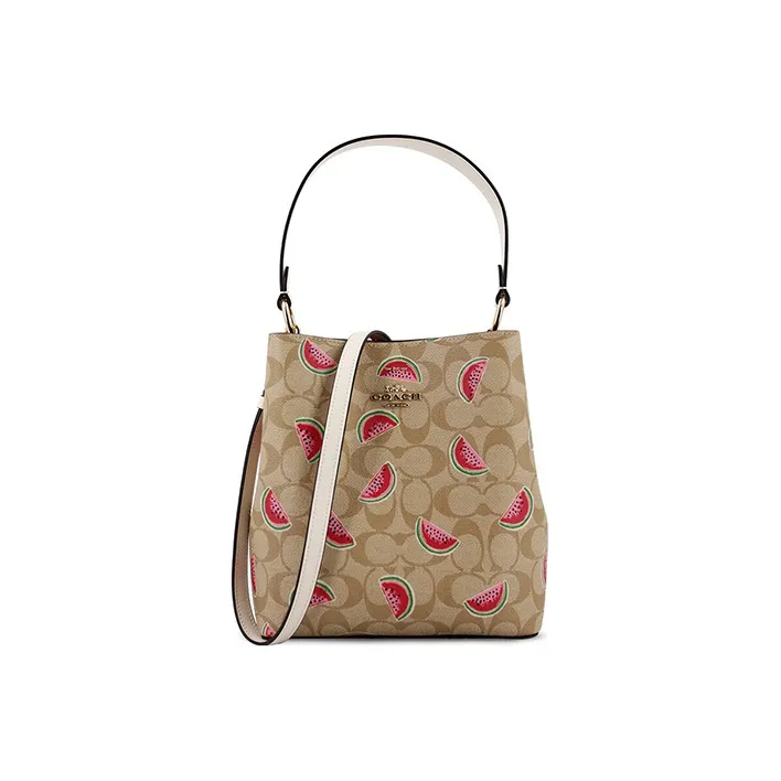 COACH Town PVC Crossbody Bucket Bag, Handbag, Shoulder Bag Small Size Women's Beige-0