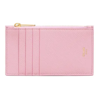 CELINE Cow Leather Card Holder Women's Crystal Pink