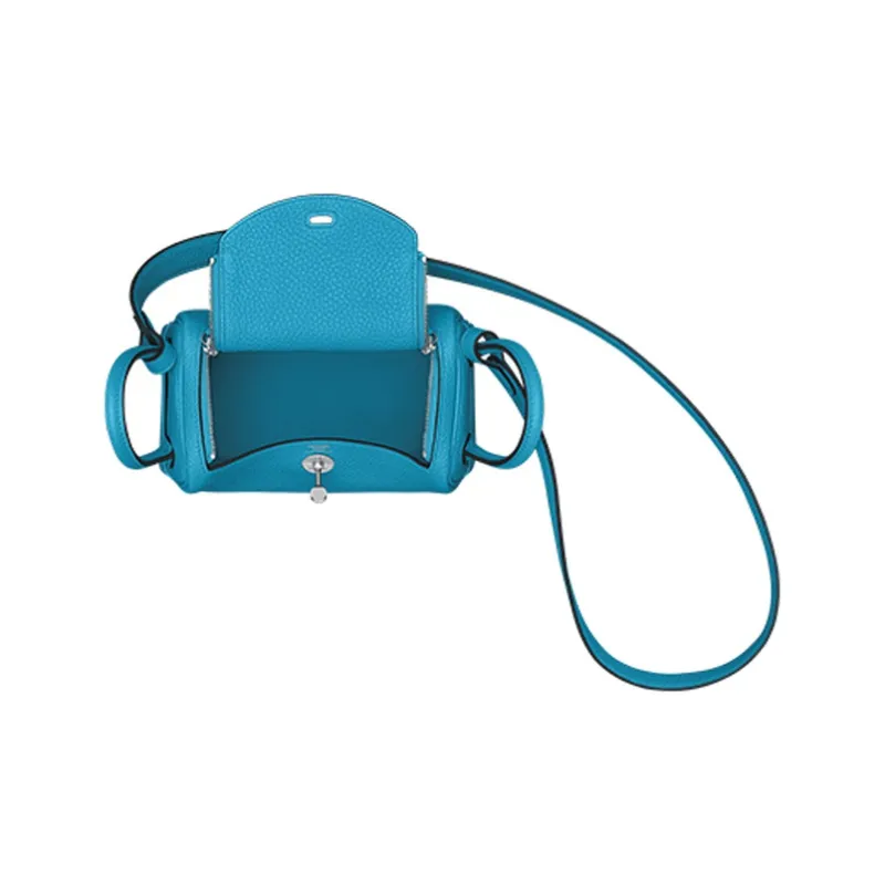 HERMES Lindy Clemence Bullock Leather Handbag Shoulder Bag Crossbody Bag Mini Women's 0F Bleu Frida Frida Blue-2