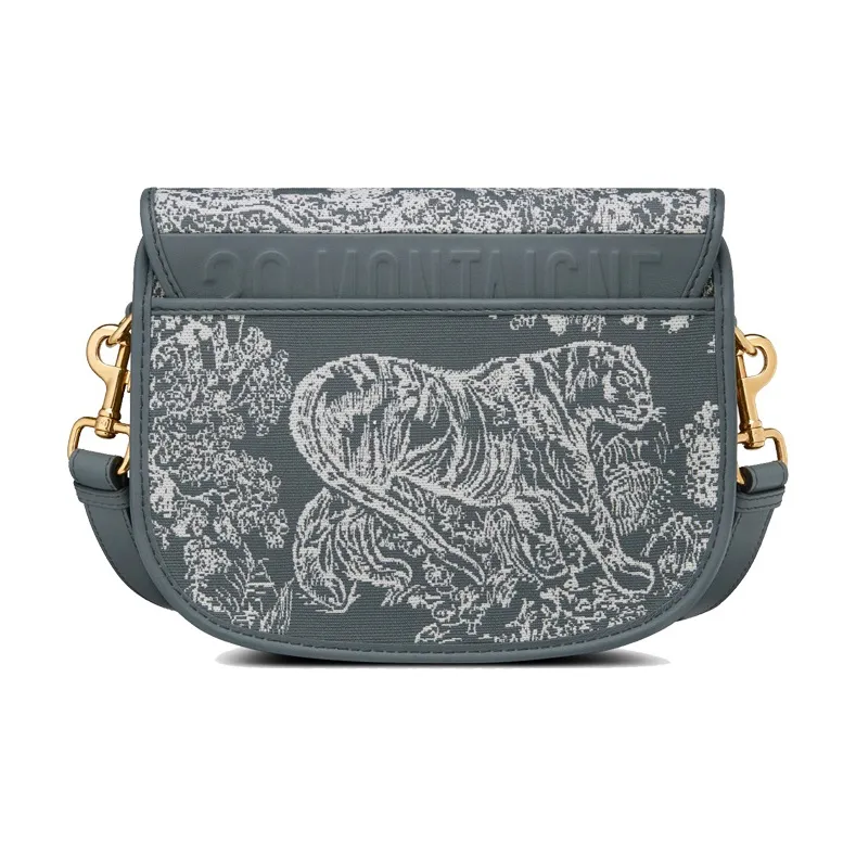 DIOR Bobby Jacquard Fabric One Shoulder Handbags Medium Size Women's Gray-4