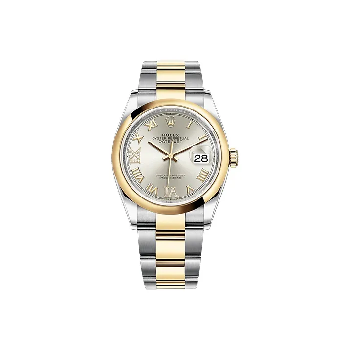 ROLEX Log Series Automatic Mechanical Movement Unisex Watch 36mm Silver Dial Oystersteel 18ct Gold Watch Case-0