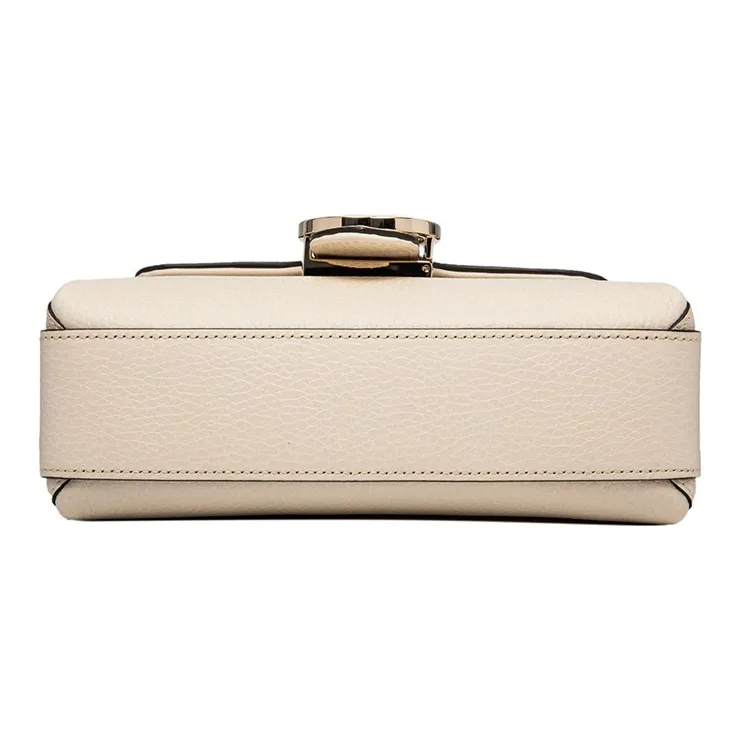 GUCCI Litchi Grain Cow Leather Messenger Bag, Trunk Bag, Shoulder Bag, Crossbody Bag Mini Women's White-4