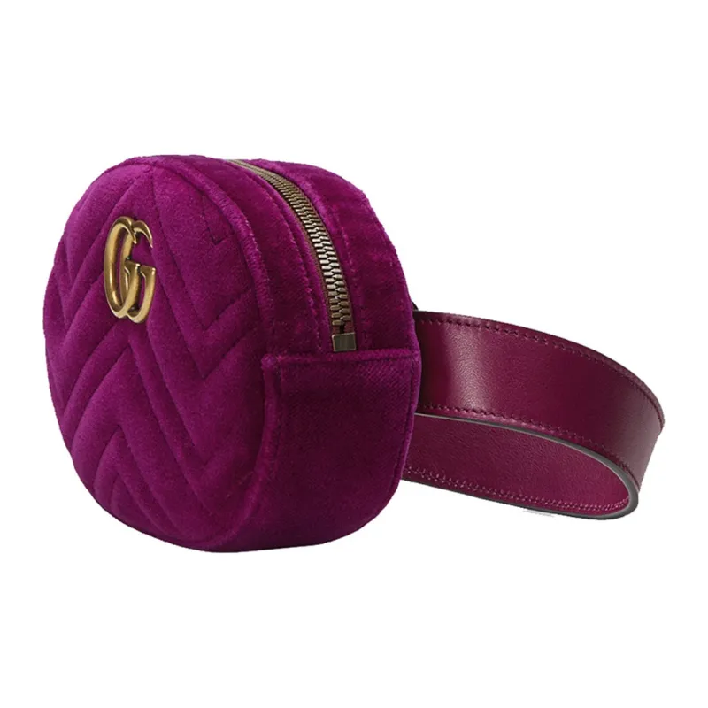 GUCCI GG Marmont Velvet Sling Bag Fanny Pack Regular Women's Fuchsia-1