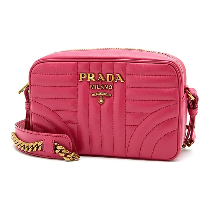 PRADA Diagramme Calfskin Camera Bag Shoulder Bag Crossbody Bag Women's Pink-1